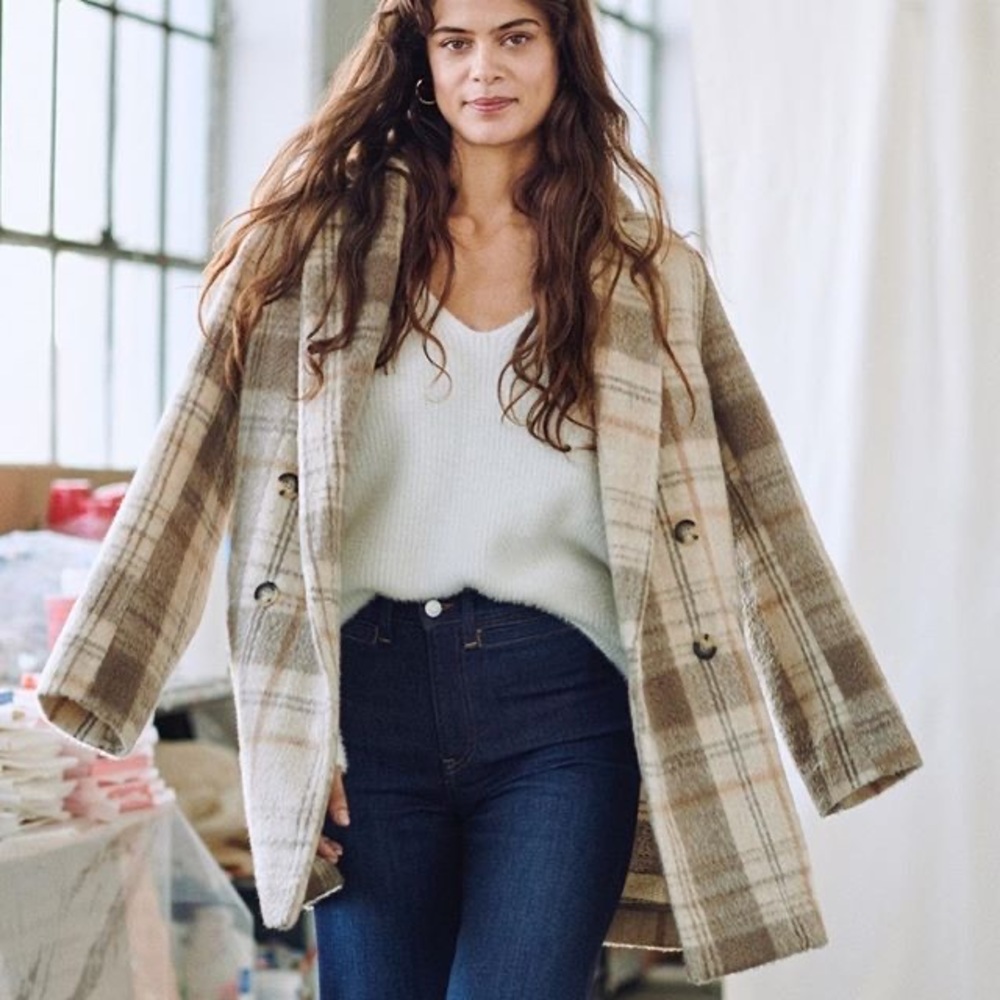 H&M Double Breasted Plaid Coat Shacket